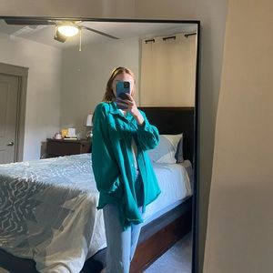 Vici Charleigh Cotton Blend Pocketed Shacket Teal Style BWT424